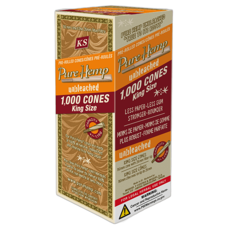 Smoking PURE HEMP CONES Unbleached - 1000 pcs